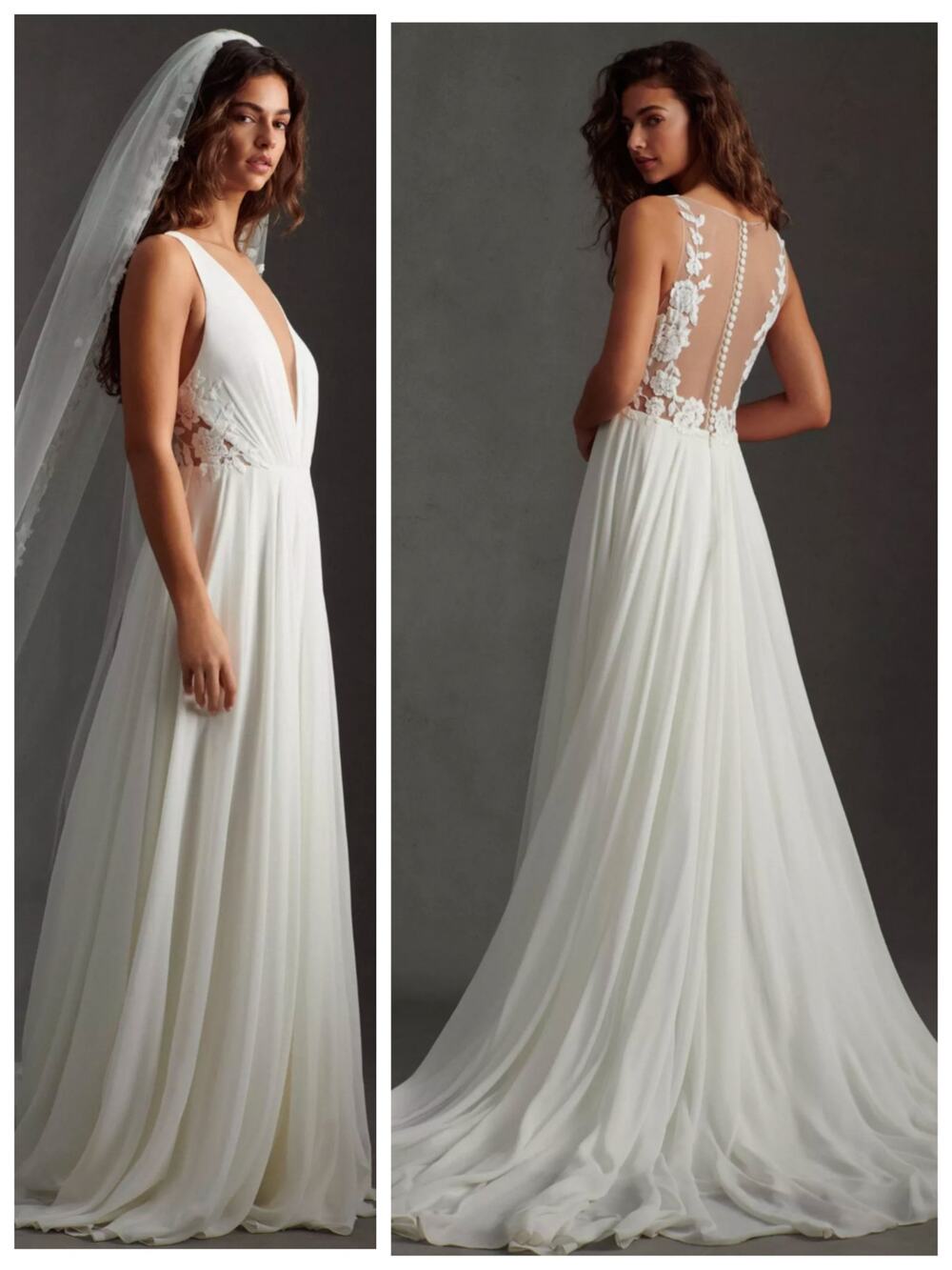 Jenny by Jenny Yoo Elinor Size 16 Ivory Floral Lace Wedding Gown NWT
